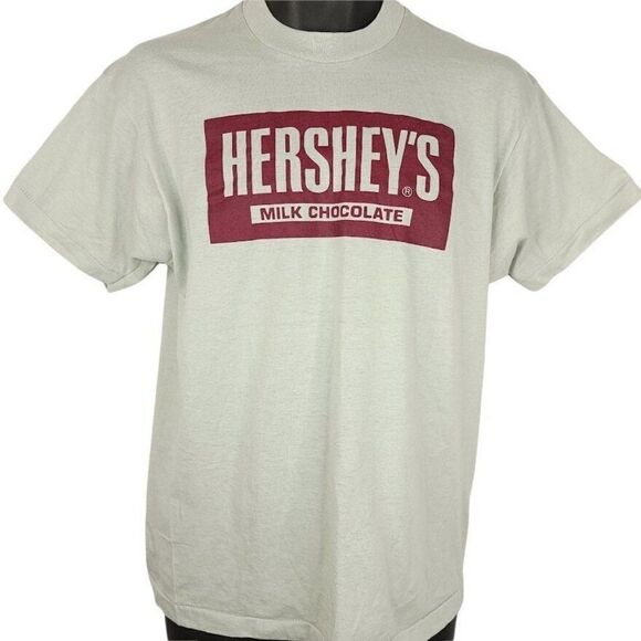 Hershey Chocolate T Shirt Vintage 80s Hersheys Snack Tee 50/50 Made In USA Mens - Picture 1 of 6